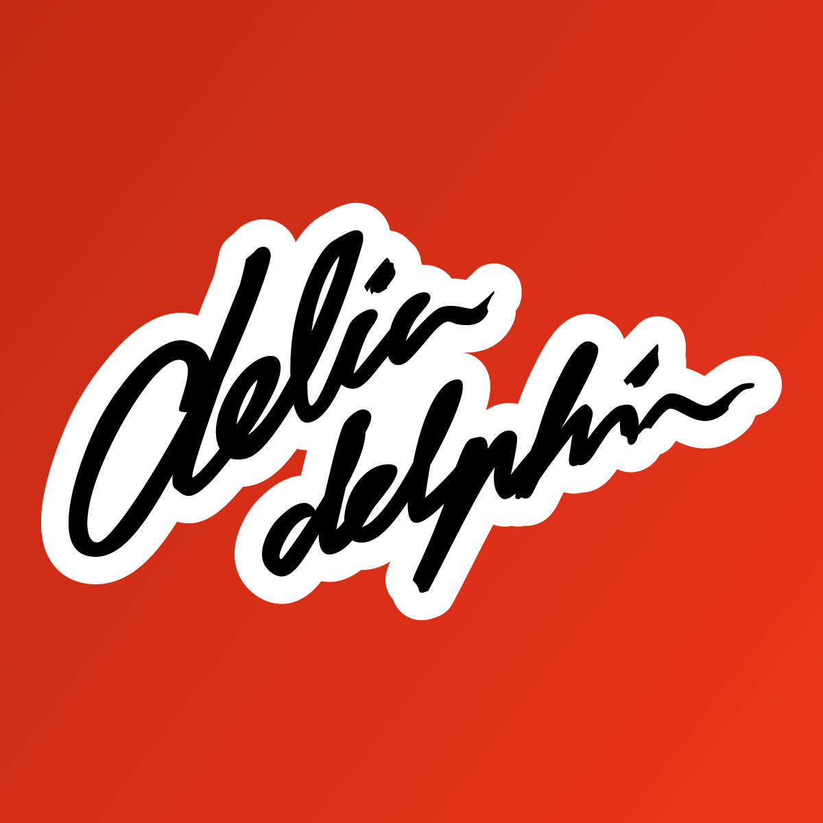 Logo Délia Delphin sur fond rouge